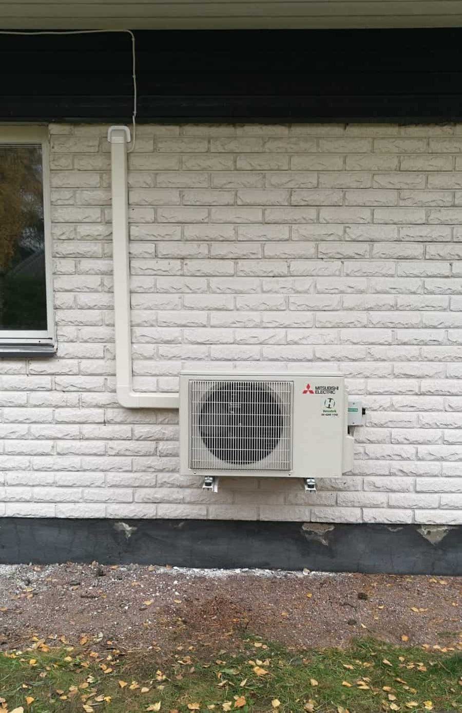 Mitsubishi air source heat pump installed in Uusimaa