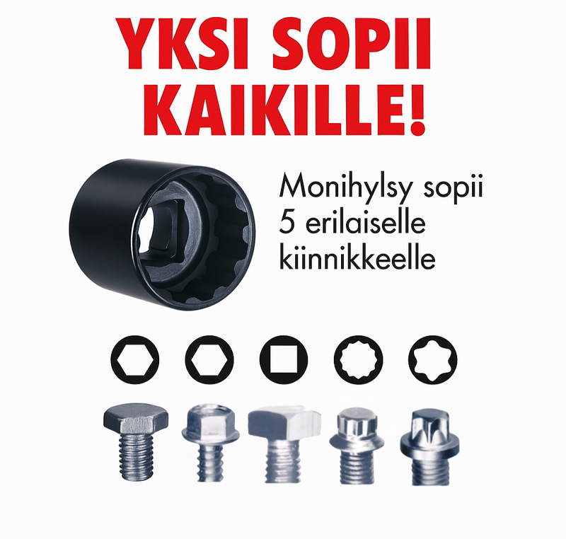 1/4" Monikantahylsysarja BLACK EDITION, 24os.