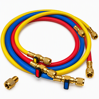 Service meter hose set with ball valves