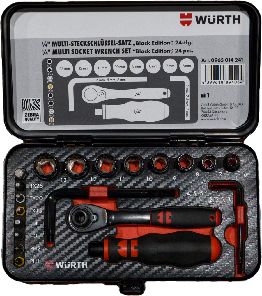 1/4" Multi socket socket set BLACK EDITION, 24 pcs.